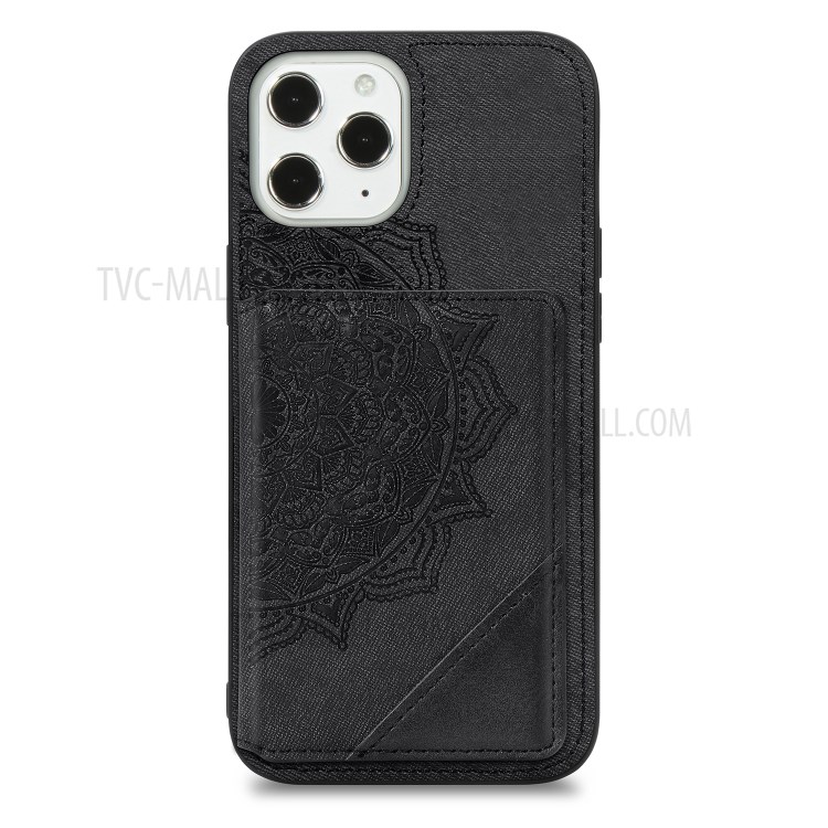 Mandala Flower Pattern PU Leather+TPU Kickstand Case Wallet for iPhone 12 Pro Max - Black-2