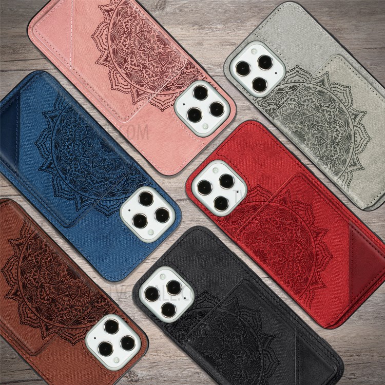 Mandala Flower Pattern PU Leather+TPU Flip Wallet Phone Case for iPhone 12 Pro / iPhone 12 - Black-13