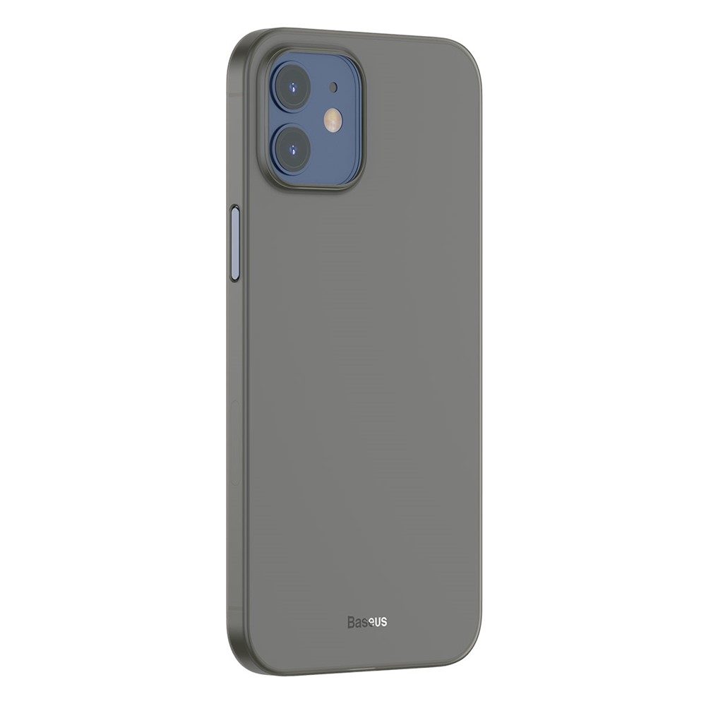 BASEUS Wing Series Ultra-thin Matte Surface PP Shell Case for iPhone 12 (Big Hole Opening) - Transparent Black-2