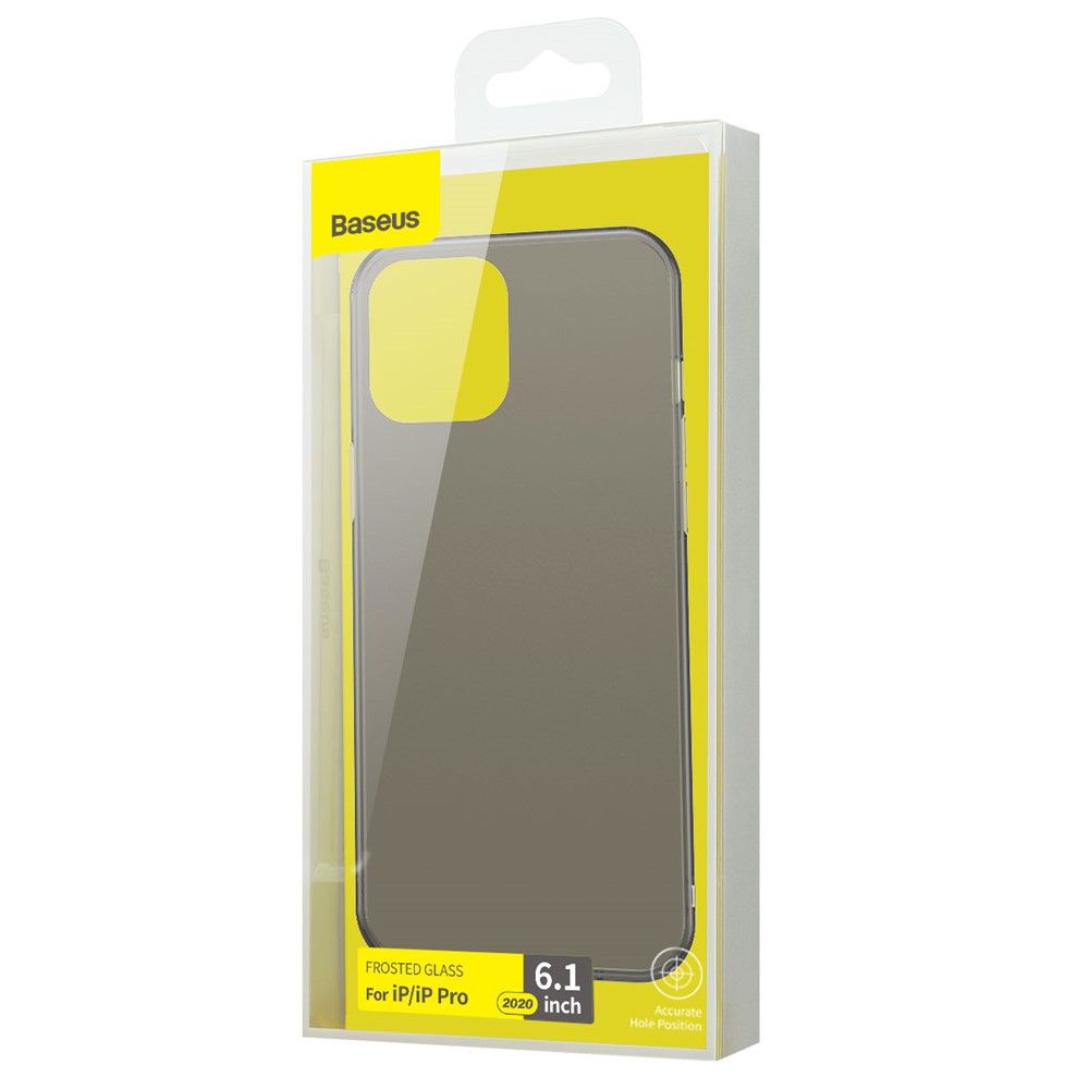BASEUS Wing Series Ultra-thin Matte Surface PP Shell Case for iPhone 12 (Big Hole Opening) - Transparent Black-4