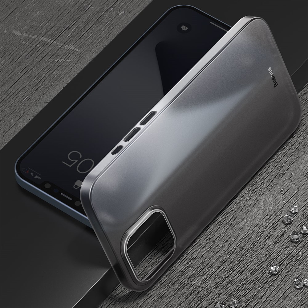 Serie di Ali di Baseus Ultra-sottile Surface Matte PP Shell Case Per Iphone 12 - Nero Trasparente-8