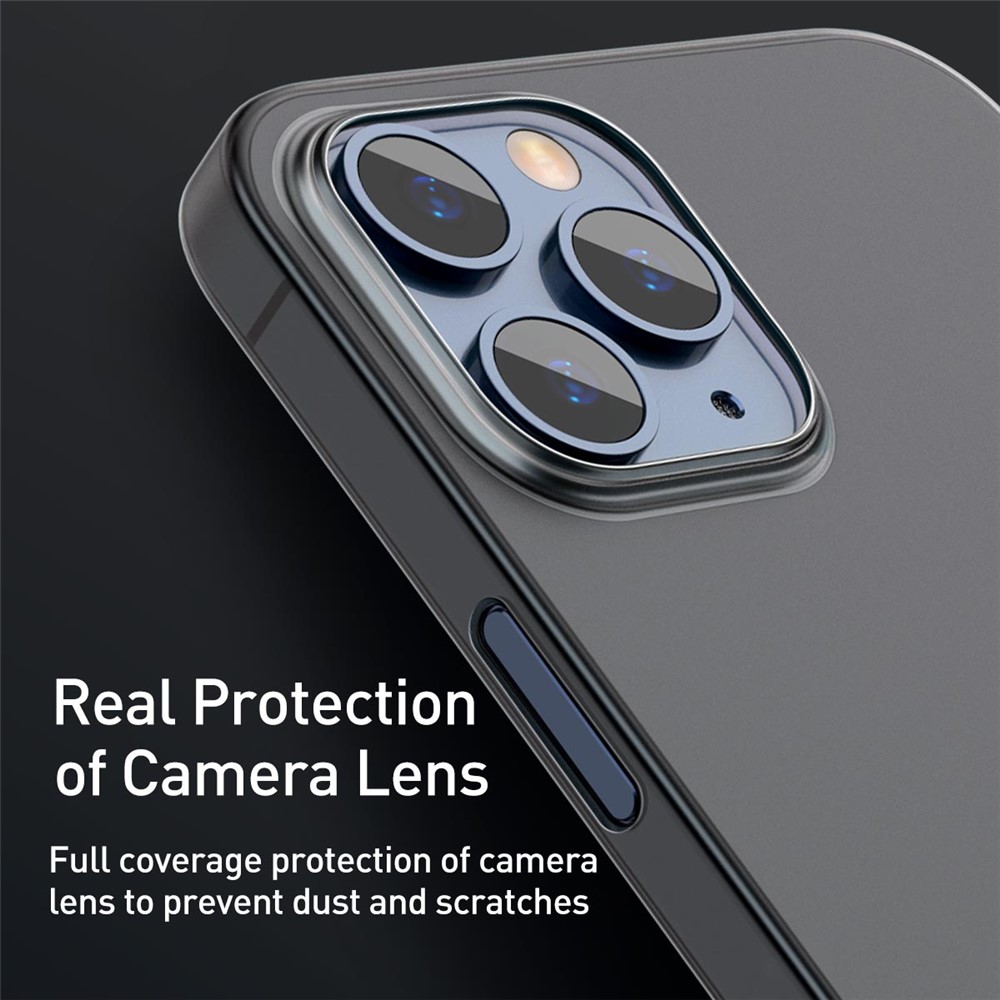 BASEUS Wing Series Ultra-thin Frosted Finish PP Back Cover for iPhone 12 Pro Max 6.7 inch (Big Hole Opening) - Transparent Black-13