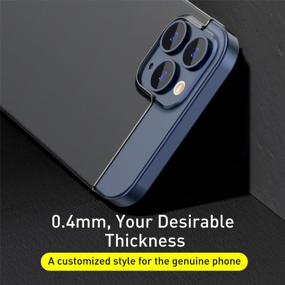 BASEUS Wing Series Big Hole Opening Matte PP Ultra-thin Phone Shell for iPhone 12 Pro 6.1 inch - Transparent Black-10