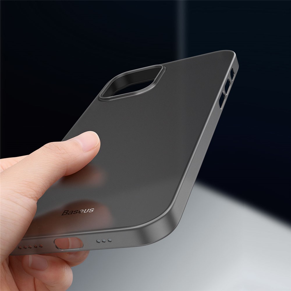 BASEUS Wing Series Big Hole Opening Matte PP Ultra-thin Phone Shell for iPhone 12 Pro 6.1 inch - Transparent Black-7