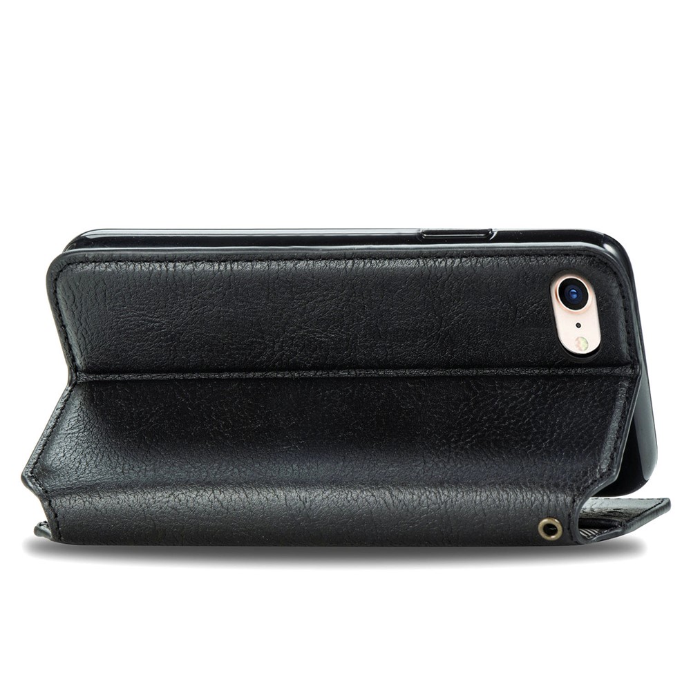 Fashion Auto-absorbed Rhombus Texture PU Leather Wallet Stand Cover for iPhone 7/8/SE (2nd Generation) - Black-7