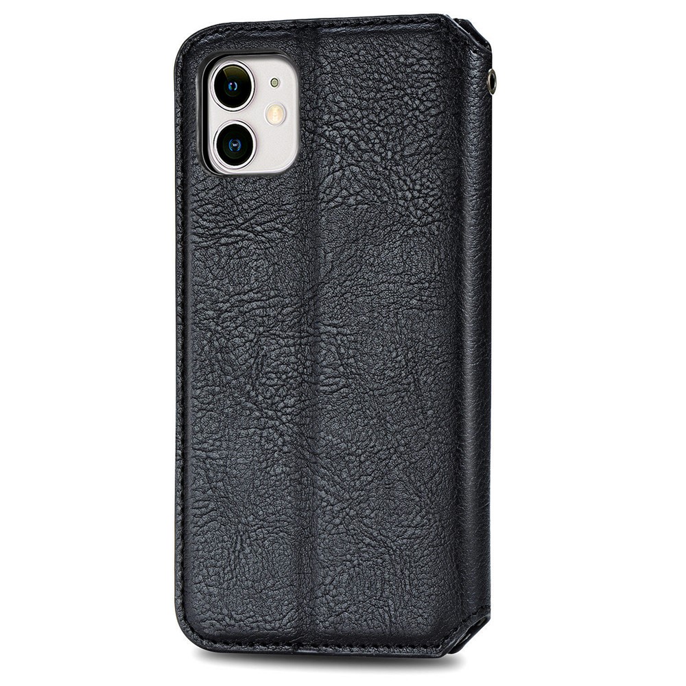 Fashionable Auto-absorbed Rhombus Texture PU Leather Wallet Cover for iPhone 11 6.1 inch - Black-4