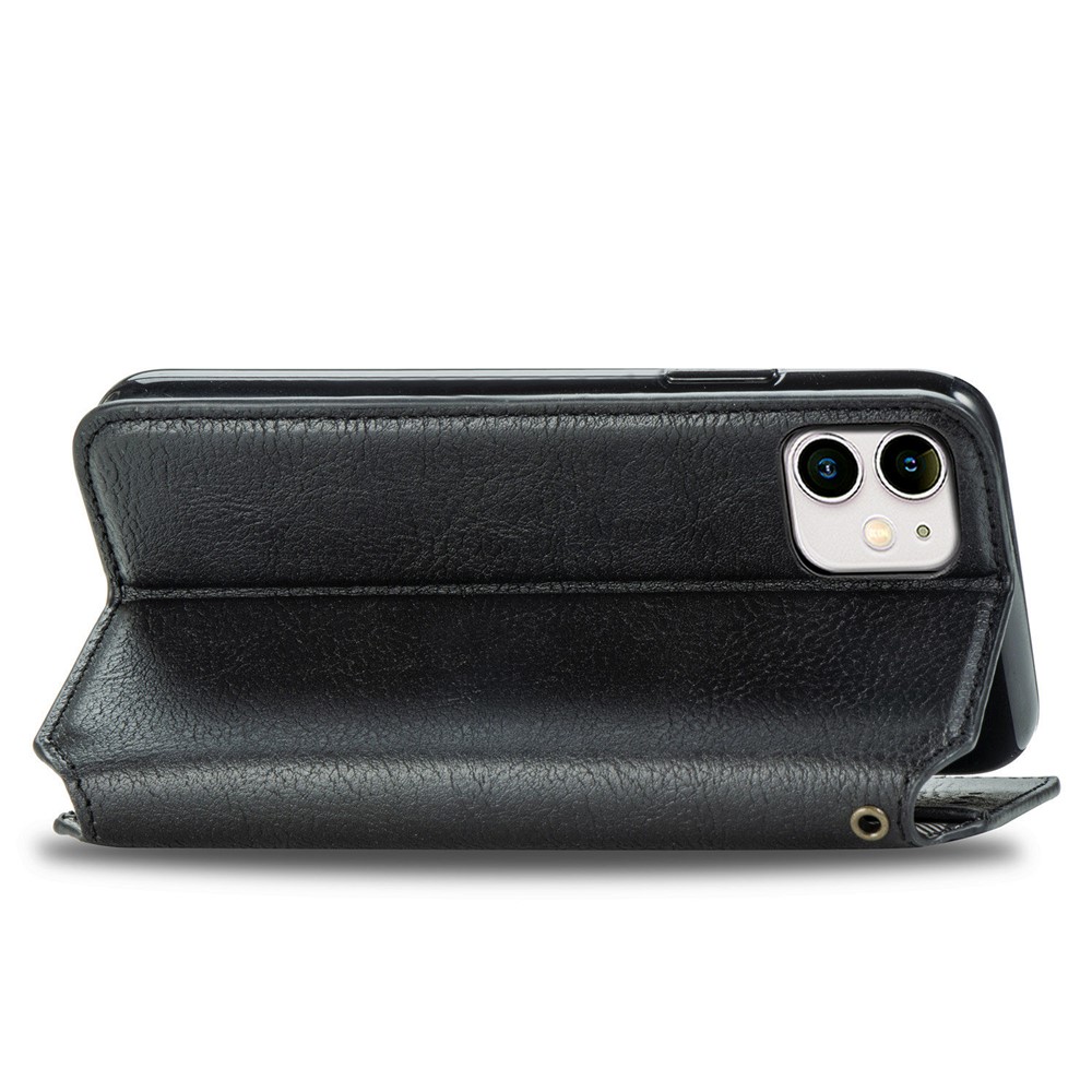 Fashionable Auto-absorbed Rhombus Texture PU Leather Wallet Cover for iPhone 11 6.1 inch - Black-7
