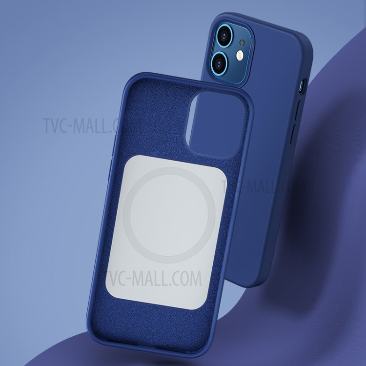 BENKS Apple MFM Certified Magnetic Liquid Silicone Protective Case with Magsafe for iPhone 12 mini - Blue-1