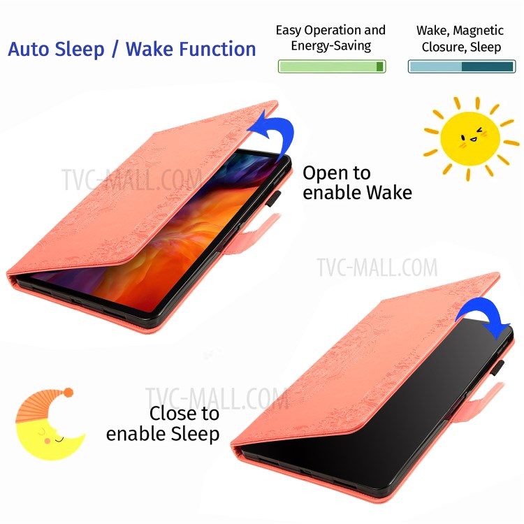 Mandala Pattern Imprinting Leather Tablet Protective Shell with Stand and Card Slots Design for iPad Pro 11-inch (2020)/(2018) - Orange-10