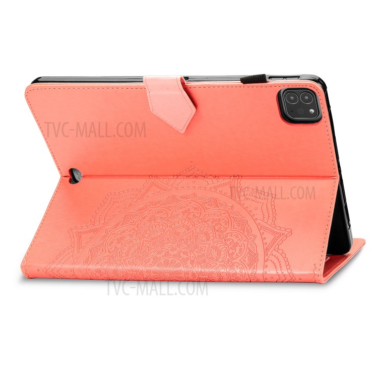 Mandala Pattern Imprinting Leather Tablet Protective Shell with Stand and Card Slots Design for iPad Pro 11-inch (2020)/(2018) - Orange-6