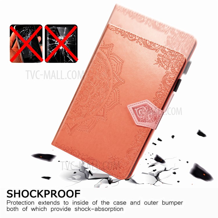 Mandala Pattern Imprinting Leather Tablet Protective Shell with Stand and Card Slots Design for iPad Pro 11-inch (2020)/(2018) - Orange-9