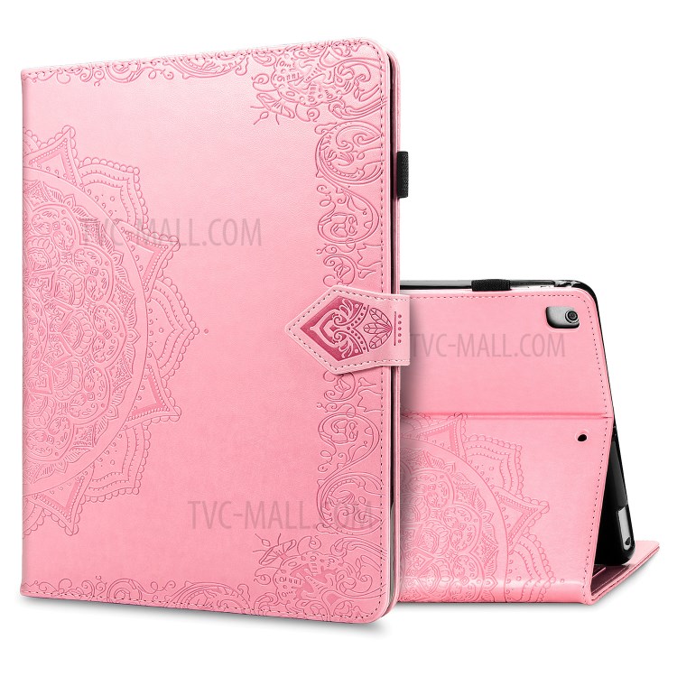 Mandala Pattern Imprinting Design Card Slots Leather Tablet Protective Shell with Stand for iPad 9.7-inch (2017)/(2018)/Air (2013) - Pink-1