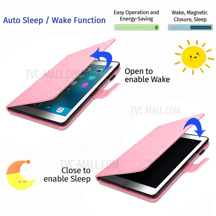 Mandala Pattern Imprinting Design Card Slots Leather Tablet Protective Shell with Stand for iPad 9.7-inch (2017)/(2018)/Air (2013) - Pink-10