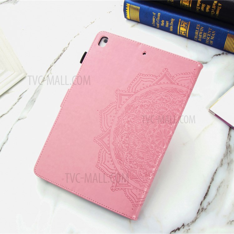 Mandala Pattern Imprinting Design Card Slots Leather Tablet Protective Shell with Stand for iPad 9.7-inch (2017)/(2018)/Air (2013) - Pink-13