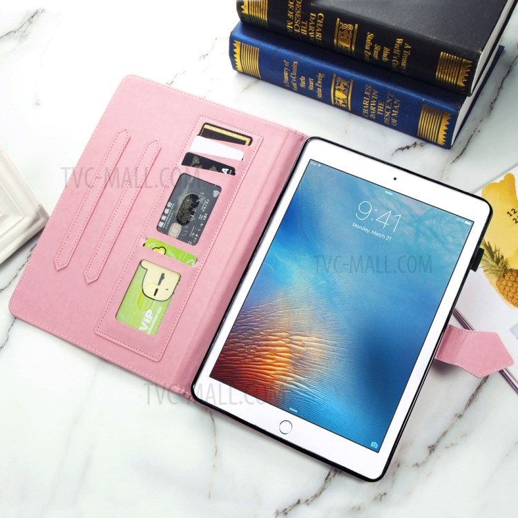 Mandala Pattern Imprinting Design Card Slots Leather Tablet Protective Shell with Stand for iPad 9.7-inch (2017)/(2018)/Air (2013) - Pink-14