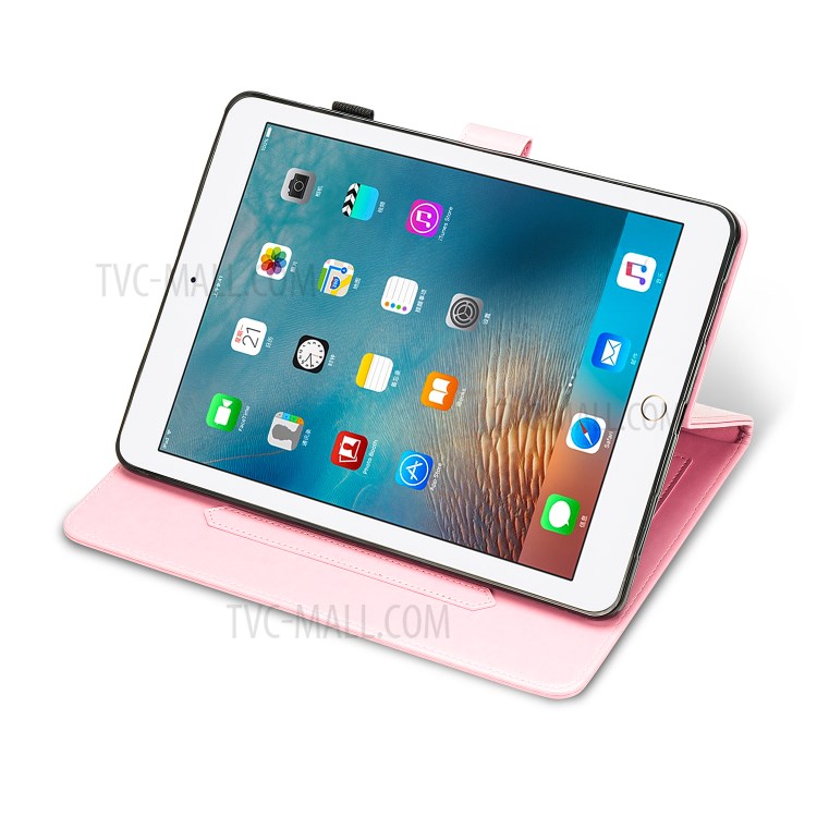 Mandala Pattern Imprinting Design Card Slots Leather Tablet Protective Shell with Stand for iPad 9.7-inch (2017)/(2018)/Air (2013) - Pink-7