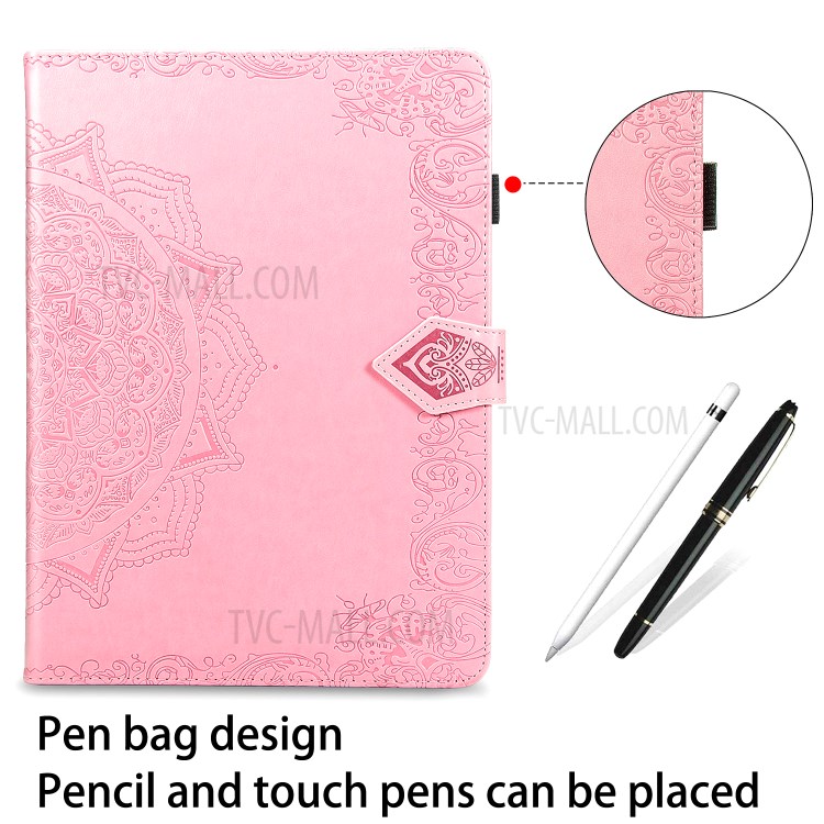 Mandala Pattern Imprinting Design Card Slots Leather Tablet Protective Shell with Stand for iPad 9.7-inch (2017)/(2018)/Air (2013) - Pink-8