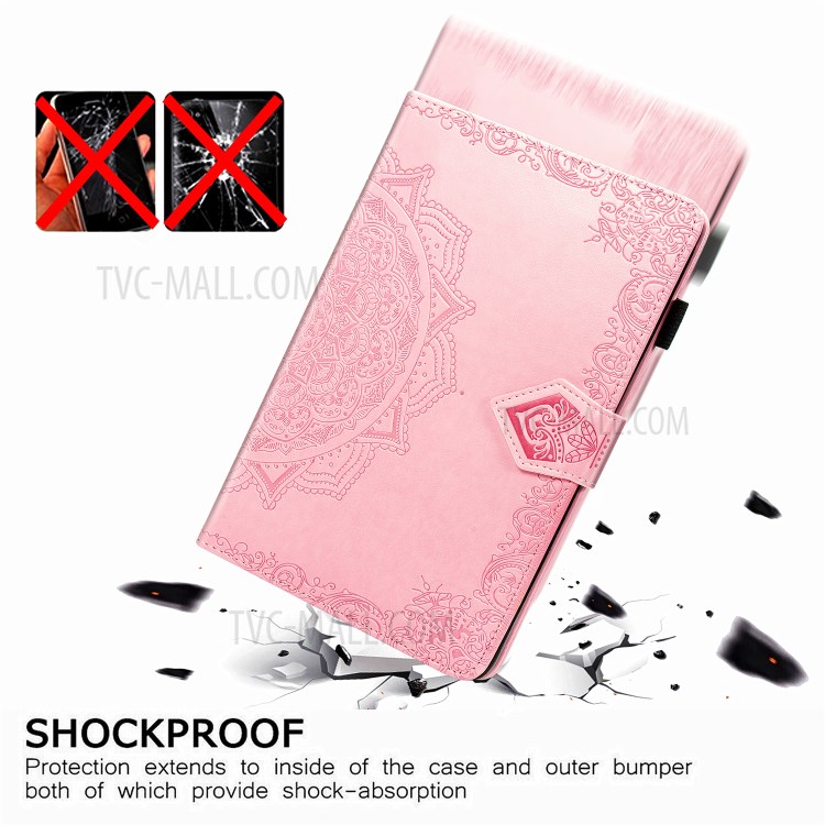 Mandala Pattern Imprinting Design Card Slots Leather Tablet Protective Shell with Stand for iPad 9.7-inch (2017)/(2018)/Air (2013) - Pink-9