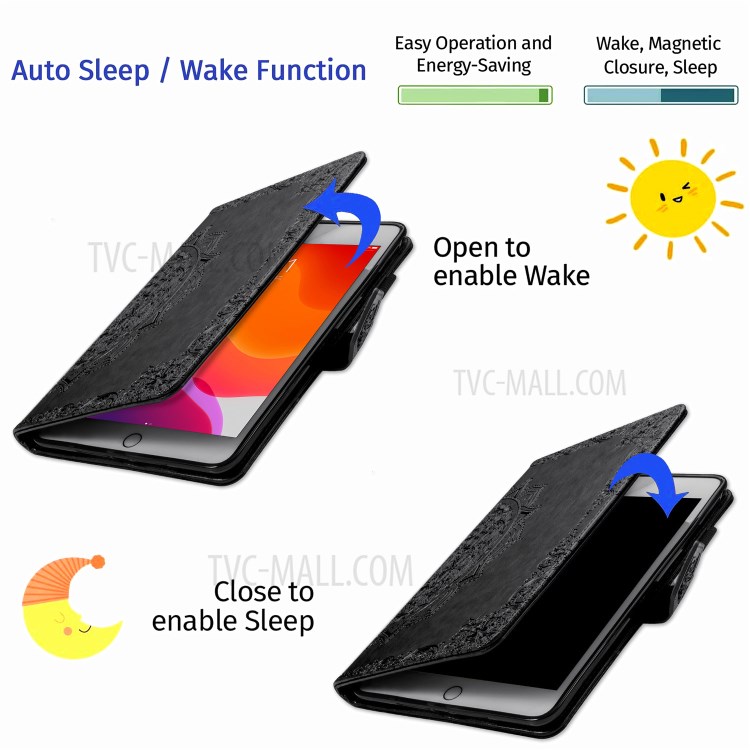 Imprint Mandala Pattern Leather Card Slots Tablet Protective Shell with Stand Design for iPad Mini / iPad Mini 2 / iPad Mini 3 / iPad Mini 4 / iPad Mini (2019) 7.9 inch - Black-10