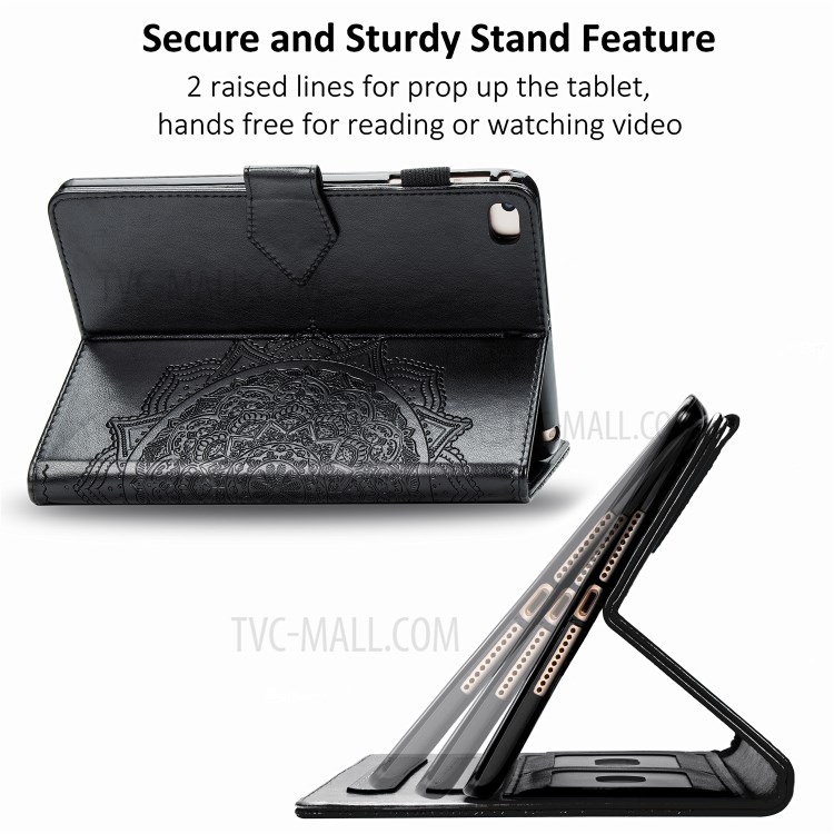 Imprint Mandala Pattern Leather Card Slots Tablet Protective Shell with Stand Design for iPad Mini / iPad Mini 2 / iPad Mini 3 / iPad Mini 4 / iPad Mini (2019) 7.9 inch - Black-11