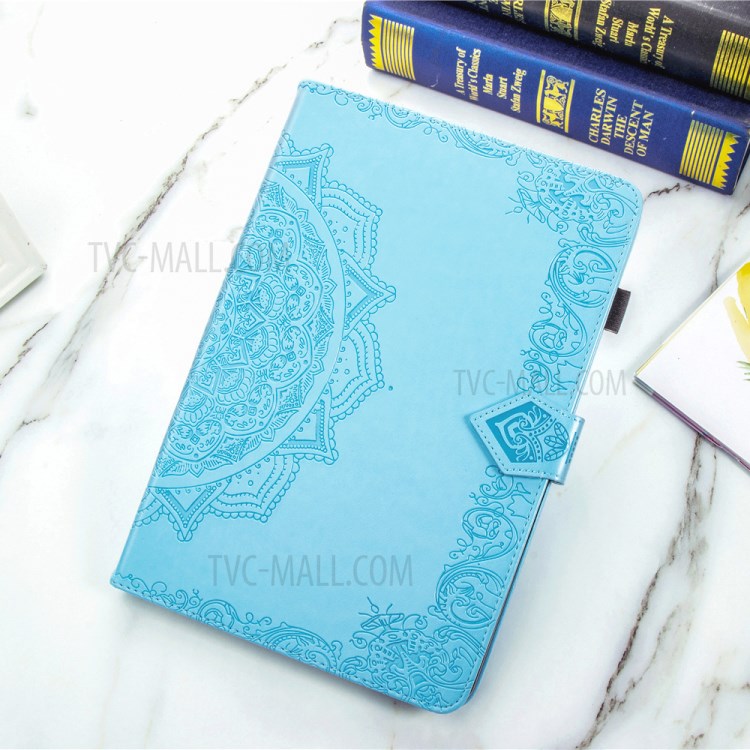 Leather Card Slots Tablet Protective Stand Shell with Mandala Pattern Imprinting Design for iPad 10.2 (2019)/(2020) - Blue-12
