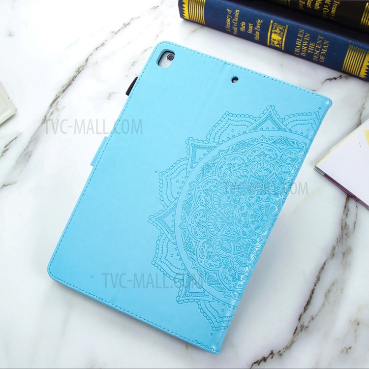 Leather Card Slots Tablet Protective Stand Shell with Mandala Pattern Imprinting Design for iPad 10.2 (2019)/(2020) - Blue-13