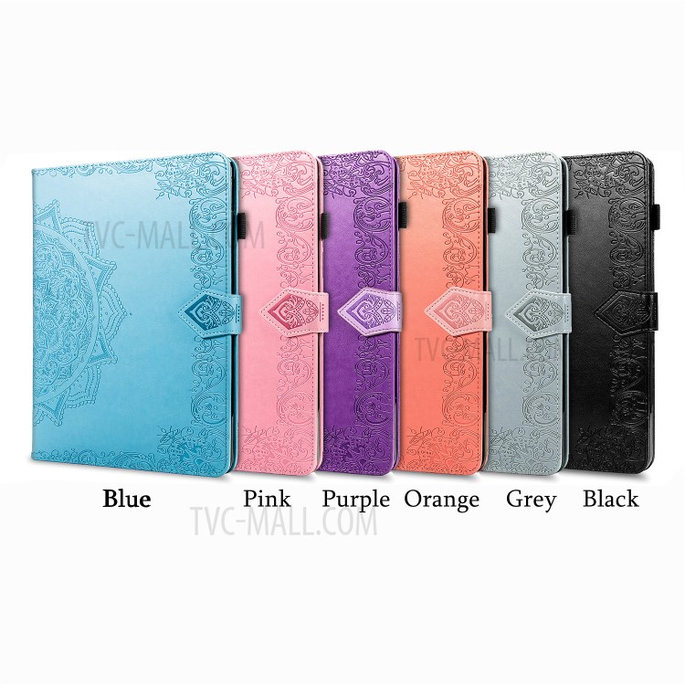 Leather Card Slots Tablet Protective Stand Shell with Mandala Pattern Imprinting Design for iPad 10.2 (2019)/(2020) - Blue-17