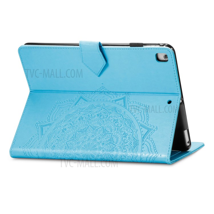Leather Card Slots Tablet Protective Stand Shell with Mandala Pattern Imprinting Design for iPad 10.2 (2019)/(2020) - Blue-5