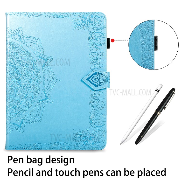 Leather Card Slots Tablet Protective Stand Shell with Mandala Pattern Imprinting Design for iPad 10.2 (2019)/(2020) - Blue-7