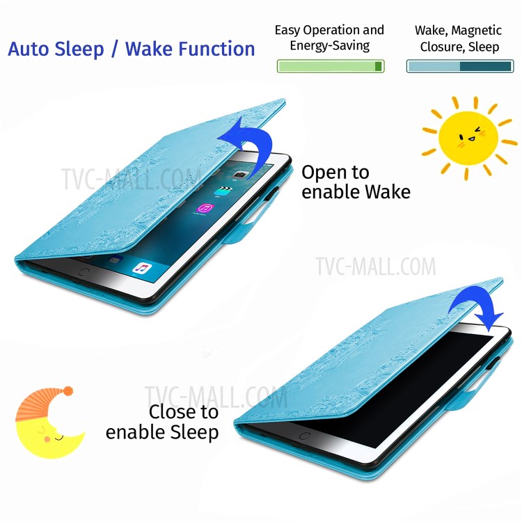 Leather Card Slots Tablet Protective Stand Shell with Mandala Pattern Imprinting Design for iPad 10.2 (2019)/(2020) - Blue-9