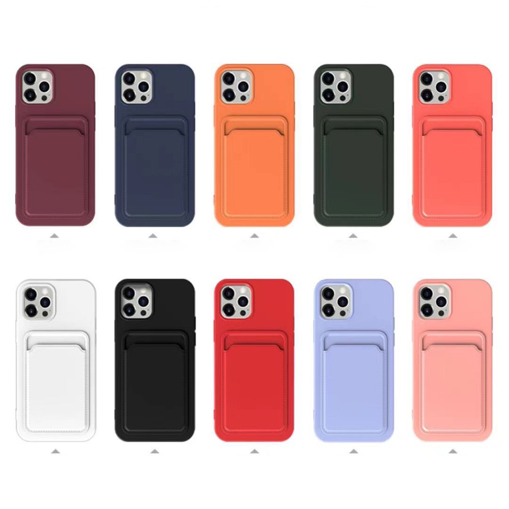 Matte Skin TPU Phone Case with Card Holder for iPhone 12 Mini - Black-2