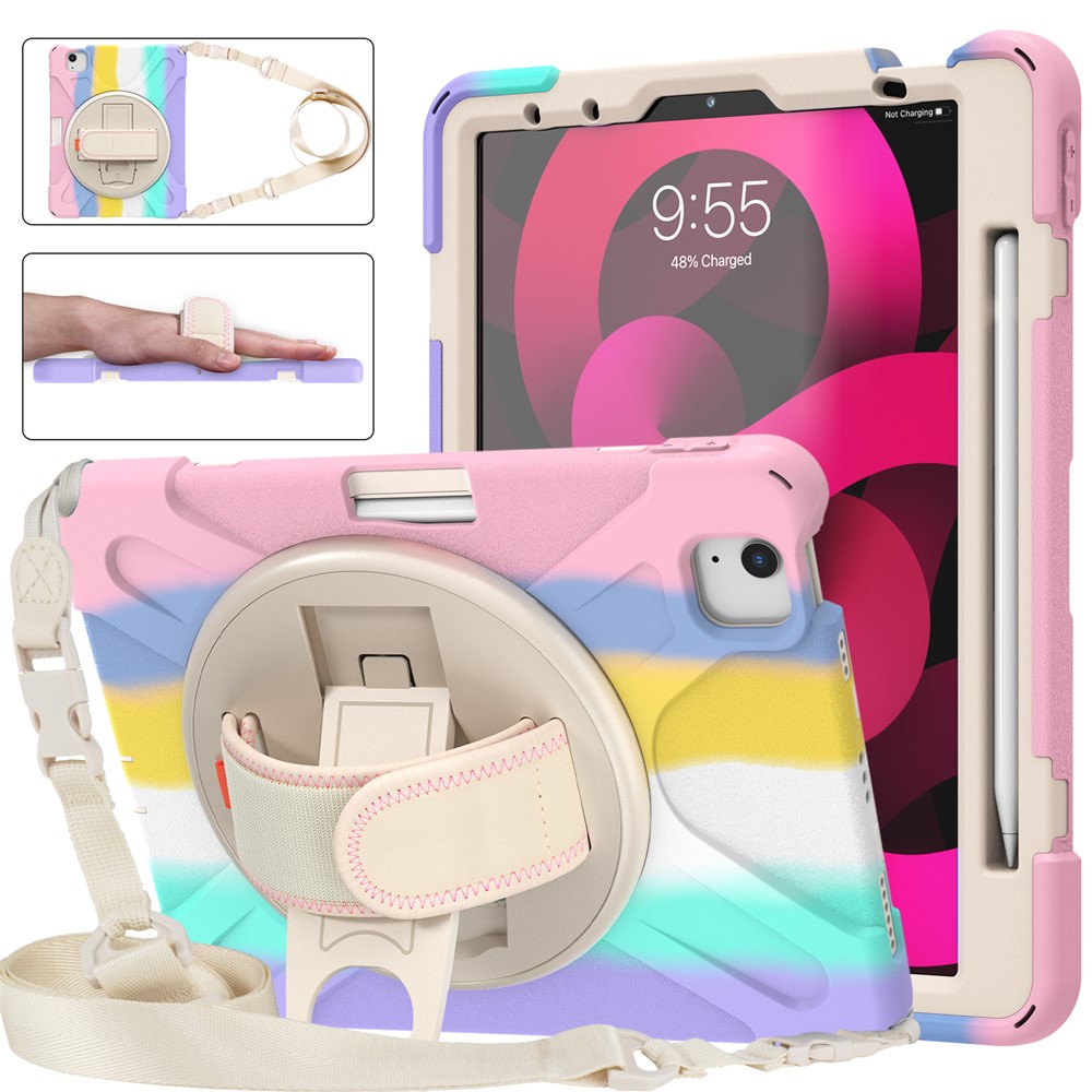 Coperchio Del Tablet Del Kickstand Rotante Con Design Slot Per Penna di Assorbimento Magnetico Per Ipad Air (2020)/Air (2022) - Colorato/rosa