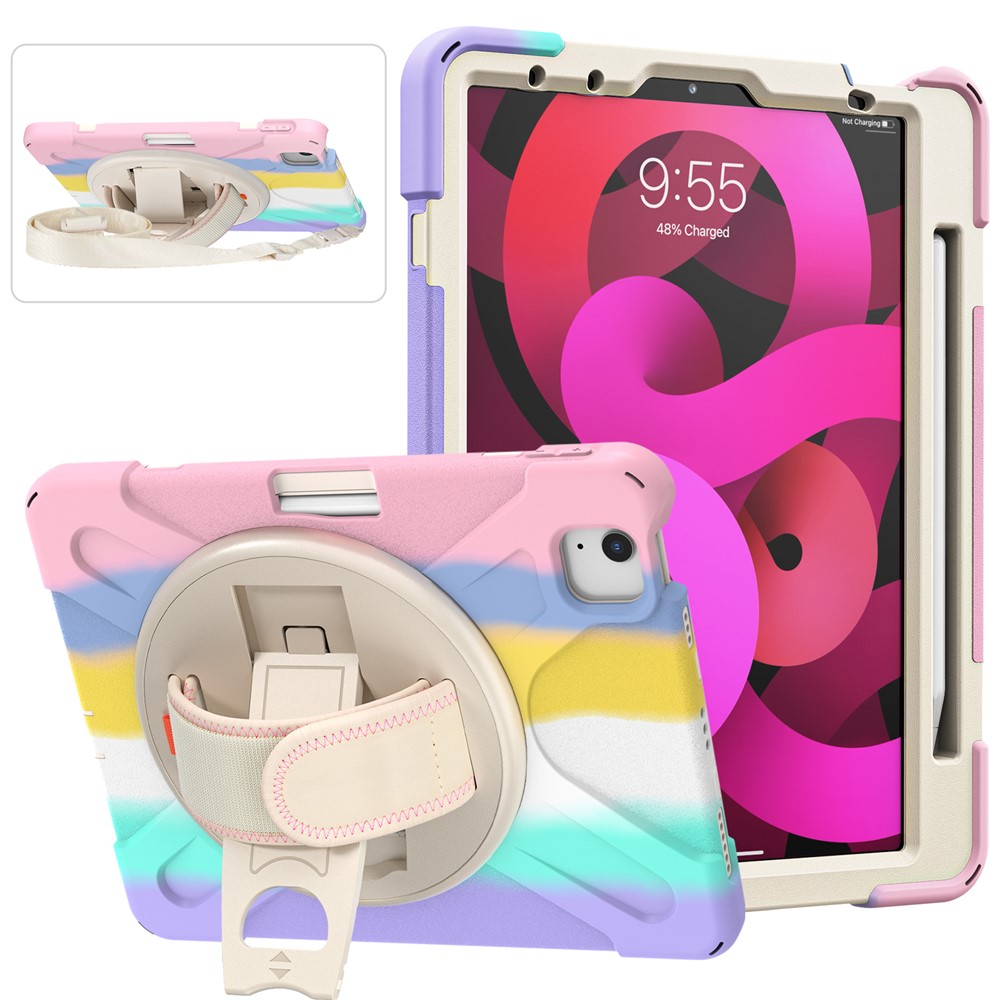 Coperchio Del Tablet Del Kickstand Rotante Con Design Slot Per Penna di Assorbimento Magnetico Per Ipad Air (2020)/Air (2022) - Colorato/rosa