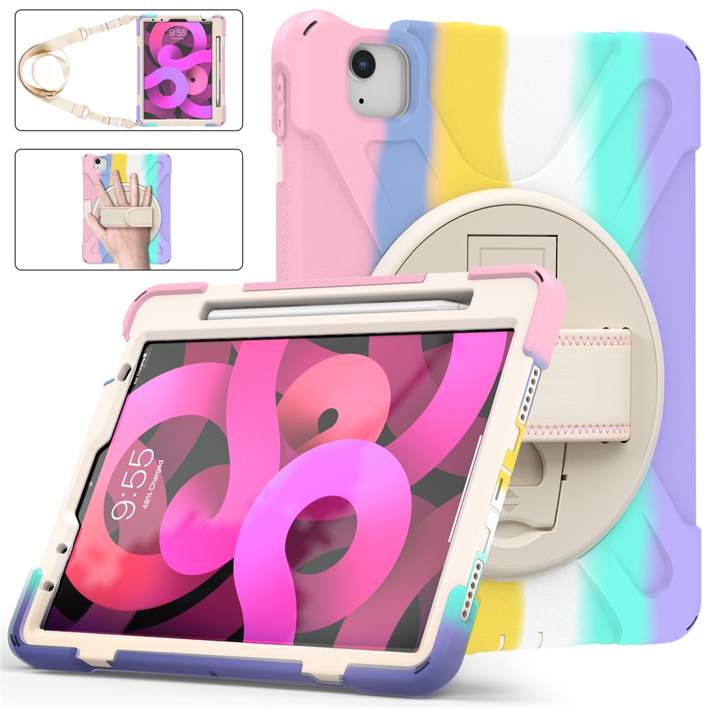 Coperchio Del Tablet Del Kickstand Rotante Con Design Slot Per Penna di Assorbimento Magnetico Per Ipad Air (2020)/Air (2022) - Colorato/rosa