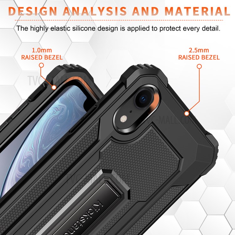 Jazz Down-Center Series Полная Защита Hybrid Cover Cover Cover Для IPhone XR 6.1 Дюйма - Чернить-7