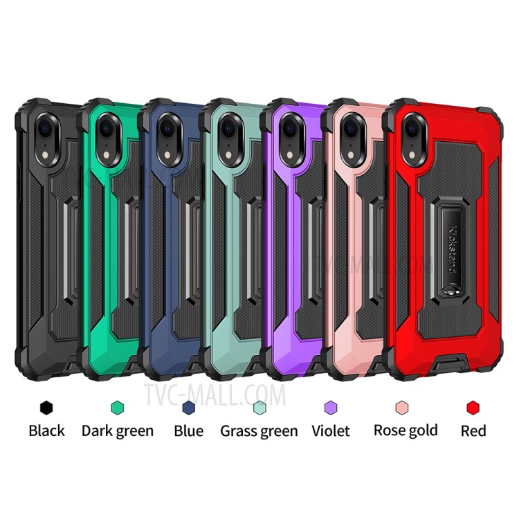 Jazz Down-Center Series Полная Защита Hybrid Cover Cover Cover Для IPhone XR 6.1 Дюйма - Чернить-9