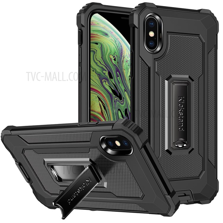 Jazz Series Drop-Proof Hybrid Phone Cover Case for iPhone X/XS 5.8 inch - Black-1