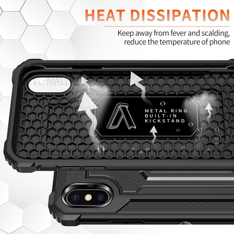 Jazz Series Drop-Proof Hybrid Phone Cover Case for iPhone X/XS 5.8 inch - Black-3