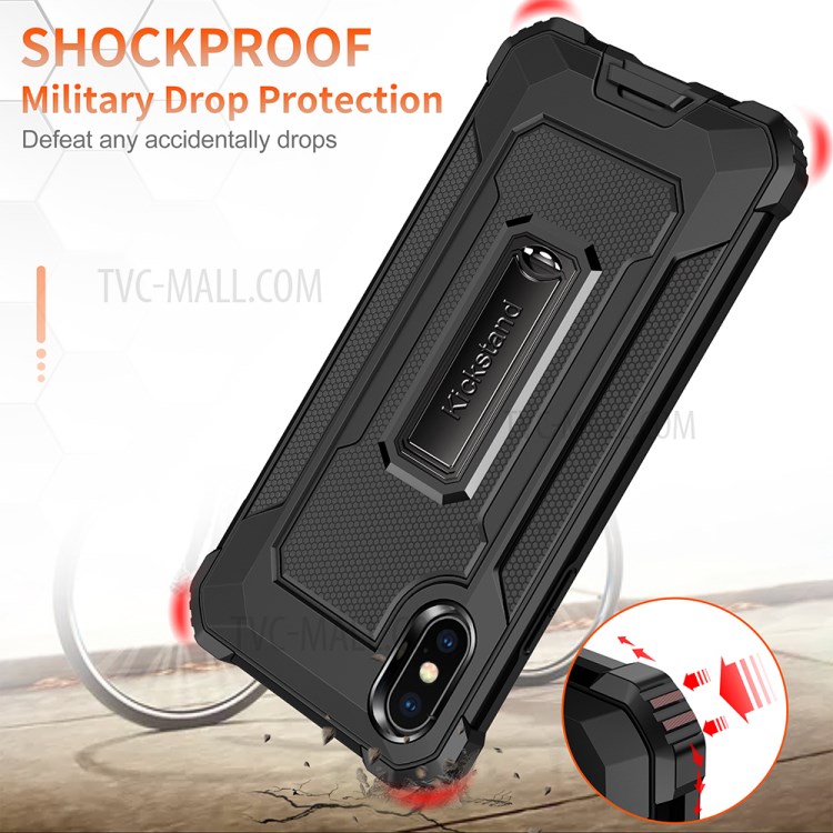 Jazz Series Drop-Proof Hybrid Phone Cover Case for iPhone X/XS 5.8 inch - Black-4