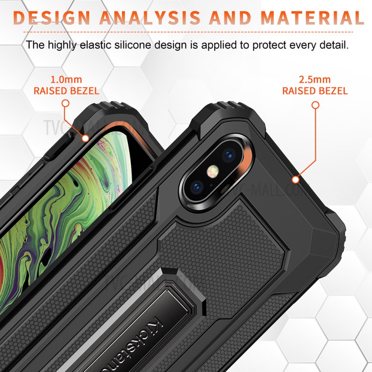 Jazz Series Drop-Proof Hybrid Phone Cover Case for iPhone X/XS 5.8 inch - Black-7