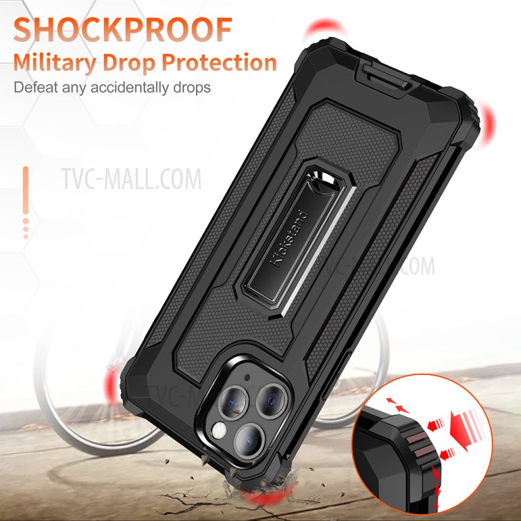 Jazz Series Cell Phone Hybrid Cover Drop-Resistant Case for iPhone 11 Pro 5.8 inch - Black-4