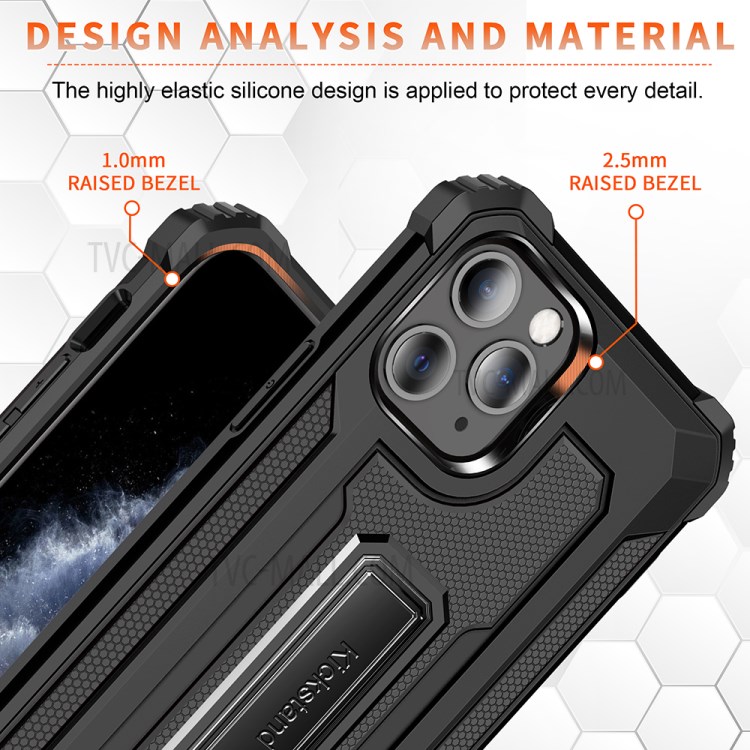 Jazz Series Cell Phone Hybrid Cover Drop-Resistant Case for iPhone 11 Pro 5.8 inch - Black-7