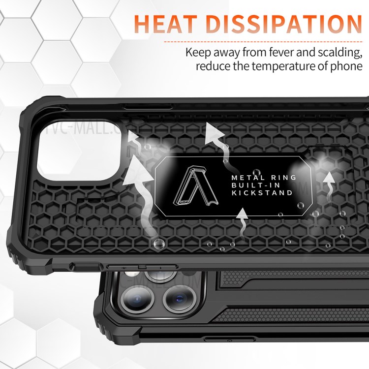 Jazz Series Shock-Proof Cell Phone Hybrid Cover Full Protection Case for iPhone 12 Pro Max - Black-3