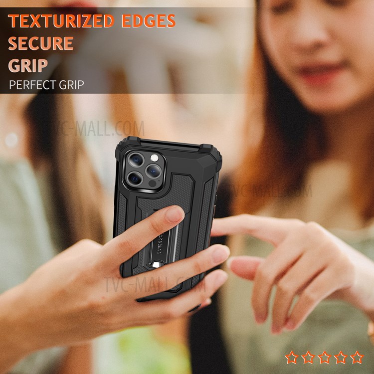 Jazz Series Shock-Proof Cell Phone Hybrid Cover Full Protection Case for iPhone 12 Pro Max - Black-5