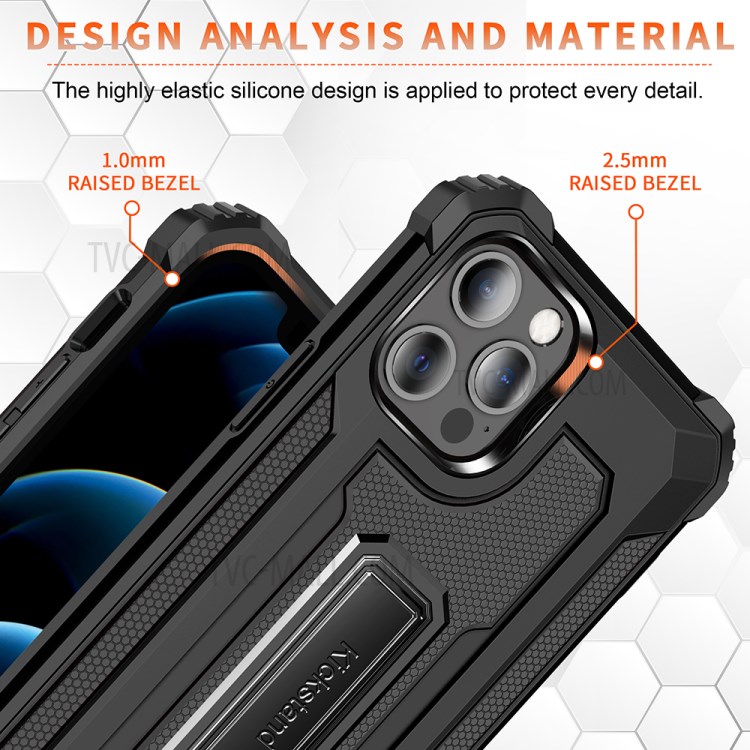 Jazz Series Shock-Proof Cell Phone Hybrid Cover Full Protection Case for iPhone 12 Pro Max - Black-6