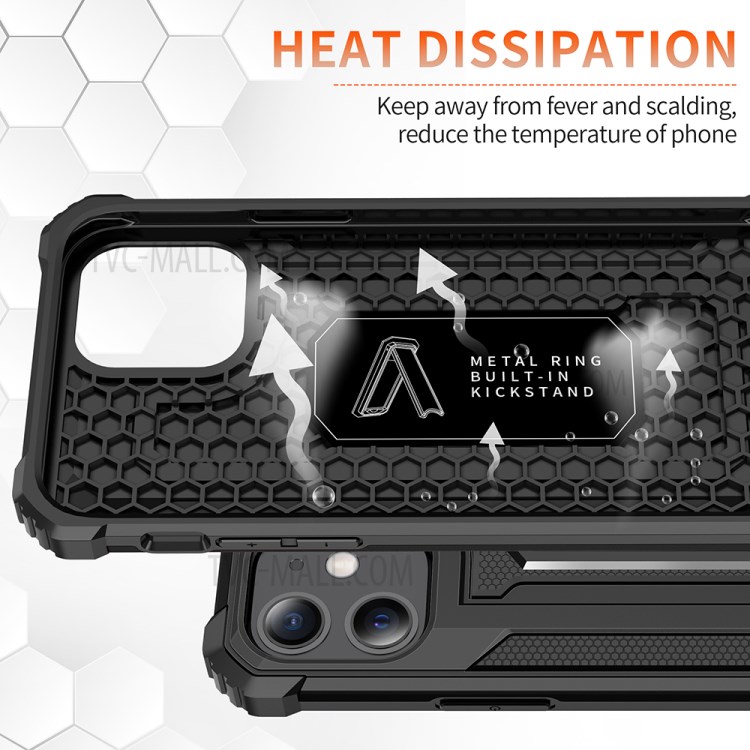 Jazz Series Full Protection Shock-Absorbed Phone Hybrid Cover Case for iPhone 12 mini - Black-3