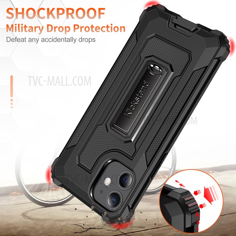 Jazz Series Full Protection Shock-Absorbed Phone Hybrid Cover Case for iPhone 12 mini - Black-4