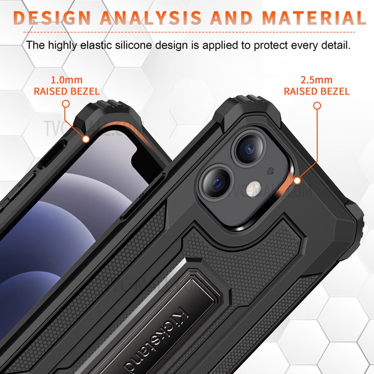 Jazz Series Full Protection Shock-Absorbed Phone Hybrid Cover Case for iPhone 12 mini - Black-7
