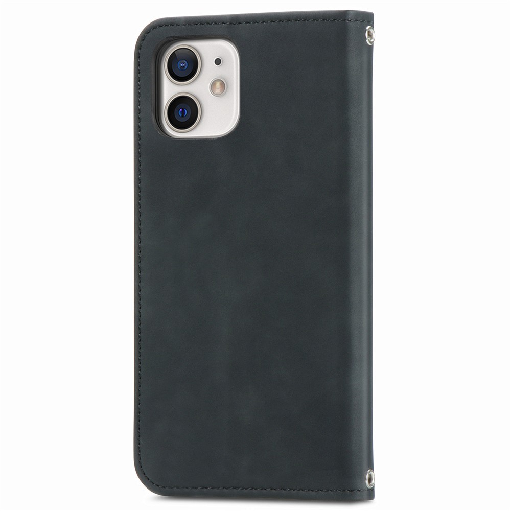 Auto-absorbed Vintage PU Leather Case for iPhone 12 Mini - Black-4