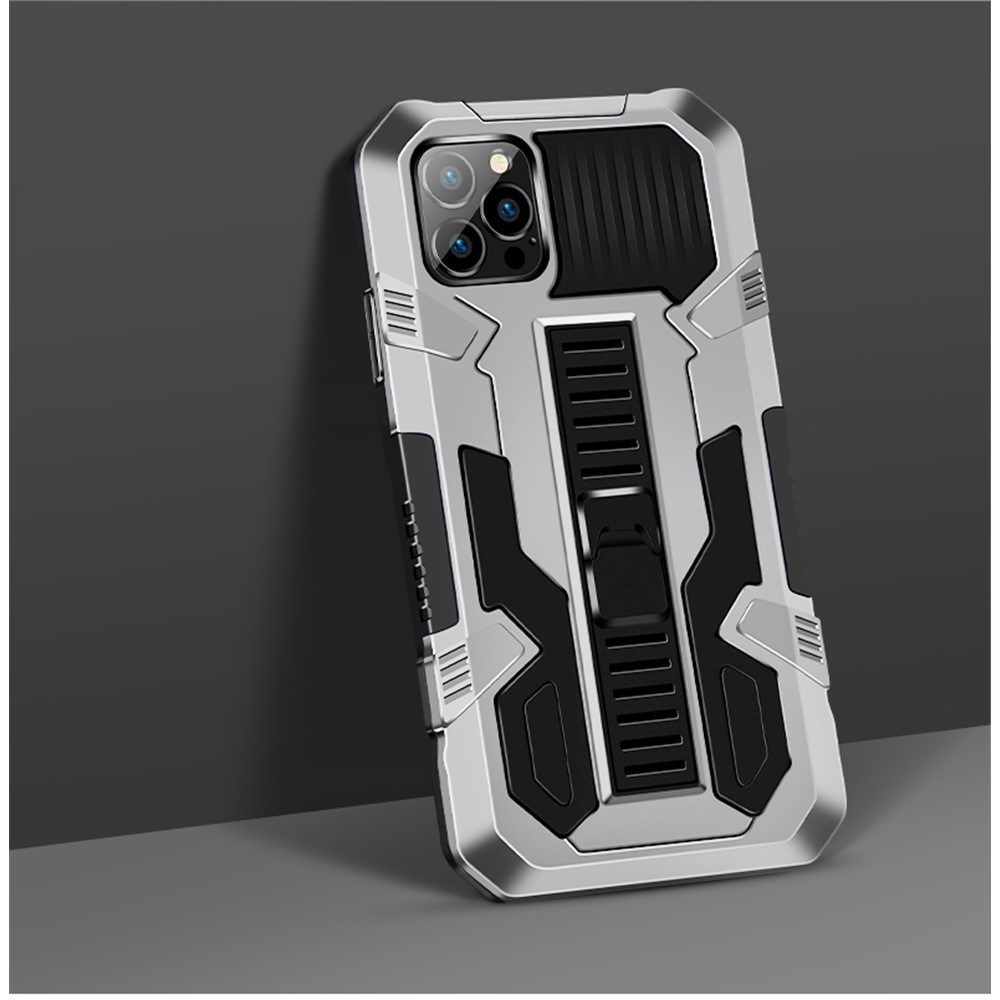 Vanguard Four Corner Airbag Anti-Drop PC + TPU Hybrid Mobile Case with Hidden Kickstand for iPhone 12 mini - Silver